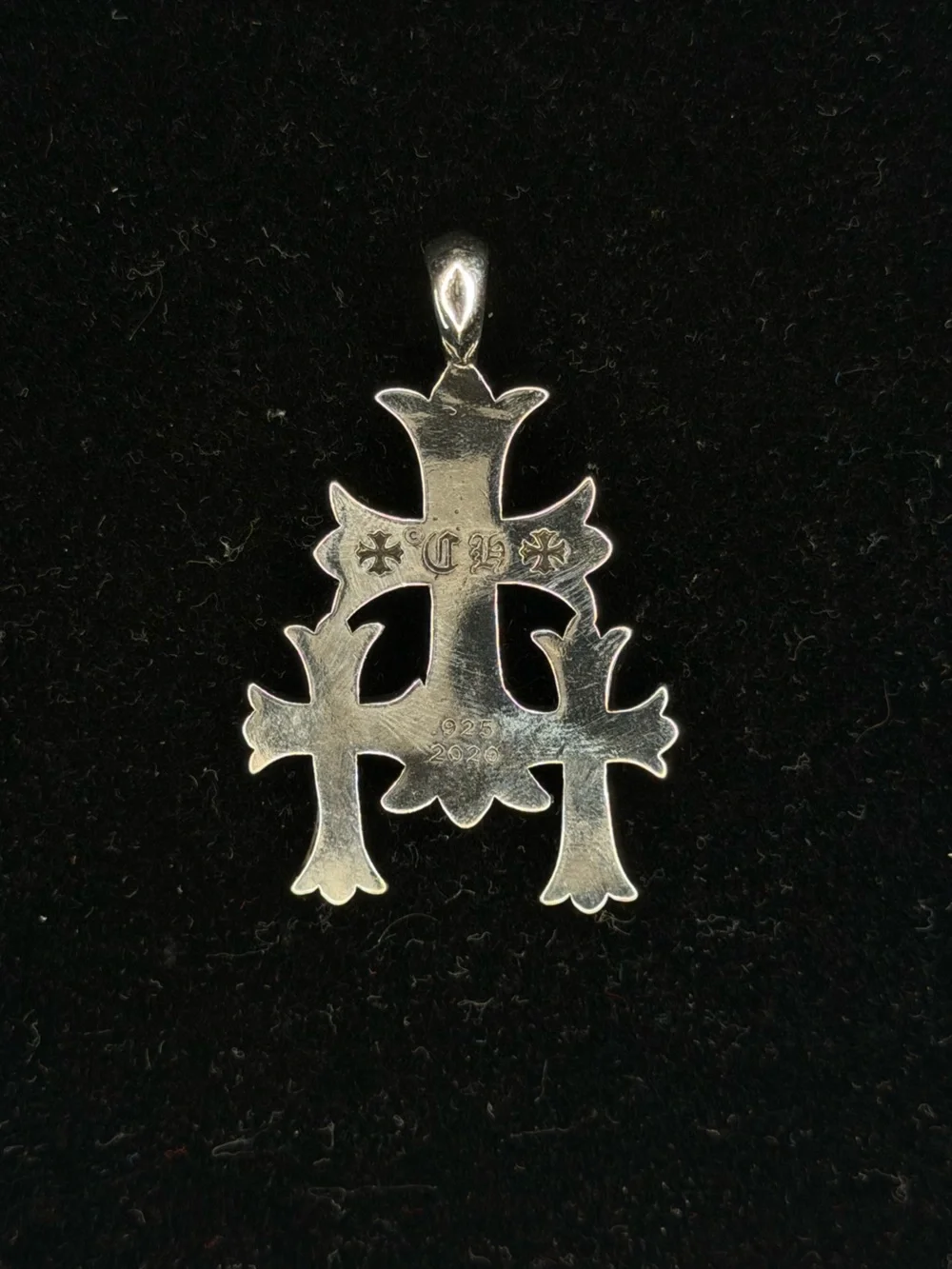 Chrome Hearts Cemetery Floral Cross Multi Triple Stack Unisex Pendant